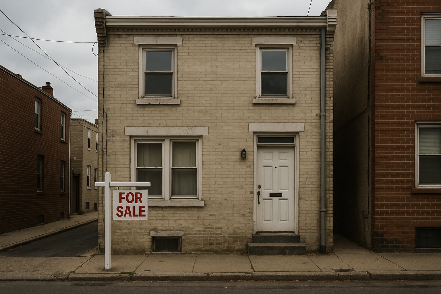 Brick rowhouse in Philadelphia, Pennsylvania